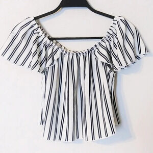 Noble U Off Shoulder Striped Crop Top. Size medium